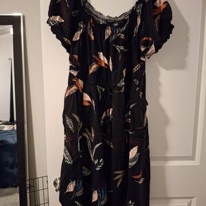 Torrid Black Dress with Multicolor Leaf Print